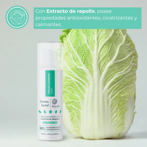 Crema facial de repollo apta piel atópica